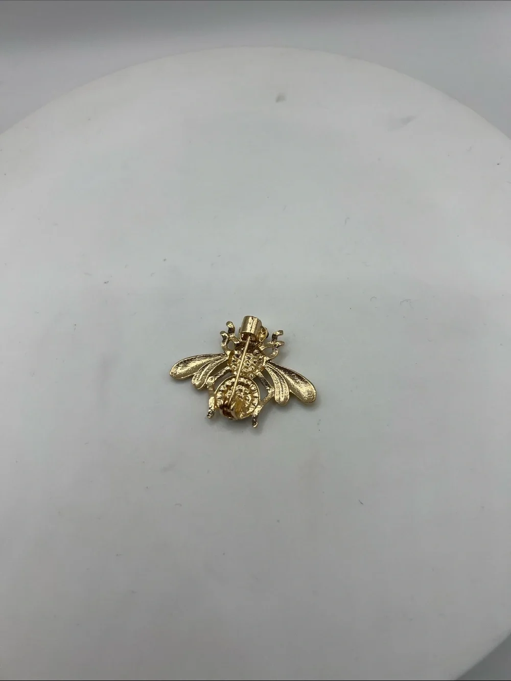 609. Yellow Enamel Bee Brooch with Crystal Accents